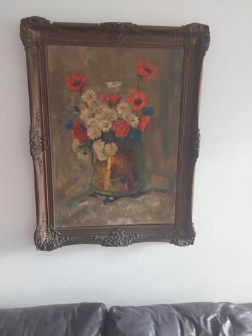 Stilleven van veldbloemen, schilderij olieverf' beschikbaar voor biedingen