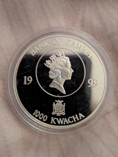 1000 Kwacha 1999 Proof Munt – XXVII Olympische Spelen Discus, Postzegels en Munten, Edelmetalen en Baren, Zilver, Ophalen of Verzenden