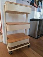 Ikea RÅSKOG roltafel, beige crême + 3 deksels bamboe, Ophalen, Zo goed als nieuw