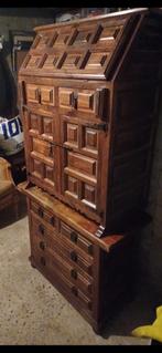 Vintage spaanse secetaresse kast 2 delen, Antiek en Kunst, Antiek | Meubels | Kasten, Ophalen of Verzenden