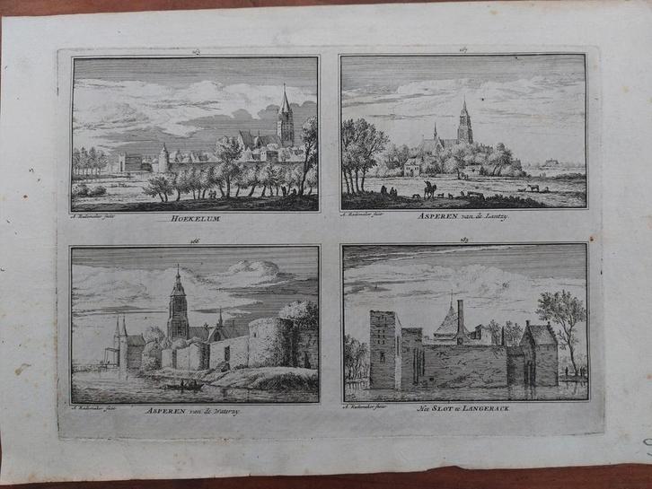 165 t/m 167 & 185 / Heukelom  Asperen slot Langerak, Antiek en Kunst, Kunst | Etsen en Gravures, Ophalen of Verzenden