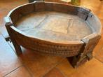 Mooie robuuste Shakki / Chakki tafel – massief hout – 73 cm, Ophalen, Rond, Teakhout, Indiase tafel, bohemian, vintage