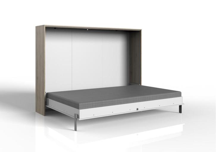 Juist opklapbed horizontaal - 140x200 - Wit/eikenkleur, Huis en Inrichting, Slaapkamer | Bedden