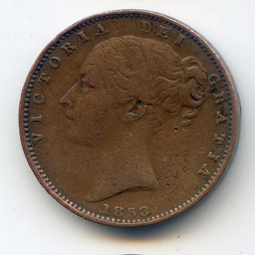 Groot-Brittannië 1 Farthing 1853/2 Cat.Waarde Krause 120 $, Postzegels en Munten, Munten | Europa | Niet-Euromunten, Overige landen