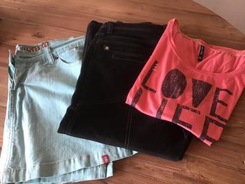 3-delige set: 3/4 broek, rok en shirt( Mt 40, XL) beschikbaar voor biedingen