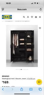 IKEA BRIMNES Kledingkast - Zwart - 117x190cm, Huis en Inrichting, Kasten | Kledingkasten, Overige materialen, 100 tot 150 cm, Nieuw