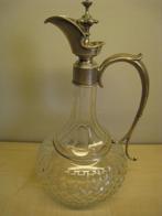 Kristallen karaf voor drank, met zilver beslag en handvat, Ophalen of Verzenden