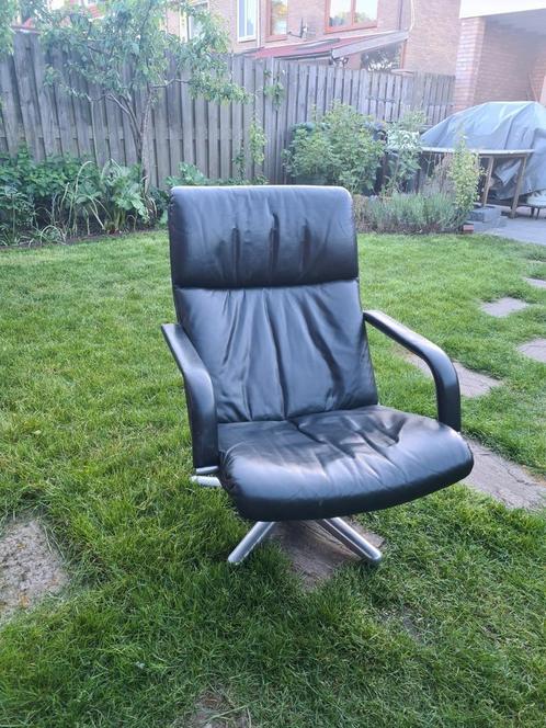 zwart leren relax fauteuil, Huis en Inrichting, Fauteuils, Gebruikt, Ophalen