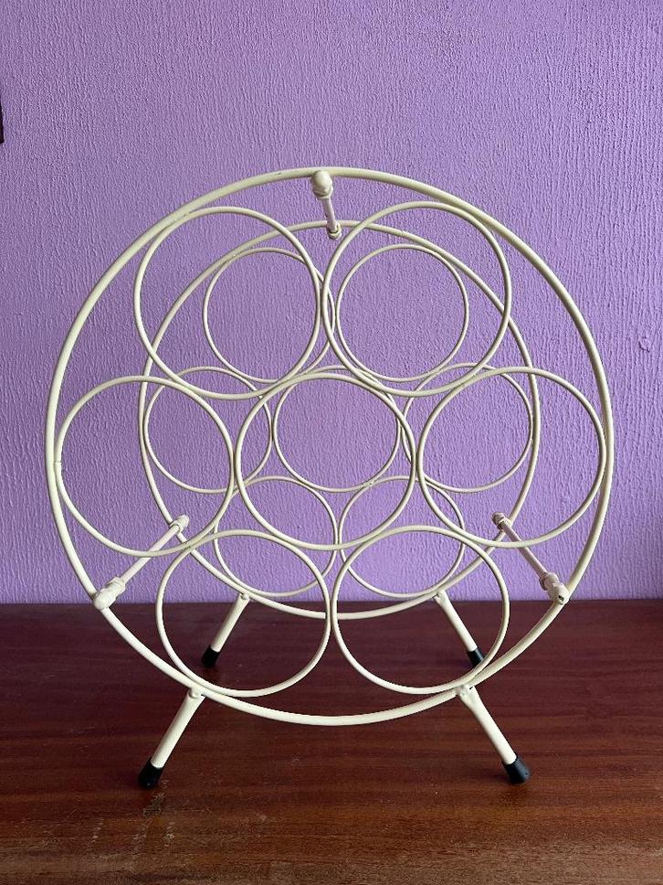 Retro wijnrek, Huis en Inrichting, Woonaccessoires | Wijnrekken, Gebruikt, Minder dan 50 cm, Metaal, 5 tot 15 flessen, Ophalen of Verzenden