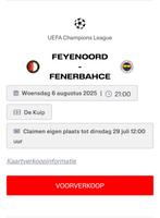 Feyenoord fenerbahce 1 kaart op w3, Sport en Fitness, Voetbal, Ophalen of Verzenden