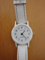 Pontiac dameshorloge met Wit leren bandje, Overige merken, Staal, Polshorloge, Ophalen of Verzenden