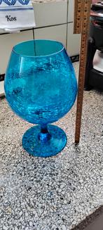 Aquablauw Glas met Craquelé, Ophalen of Verzenden