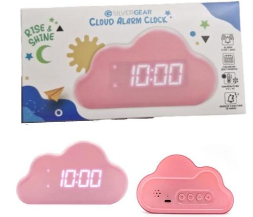 Silvergear Roze wolk wekker op accu datum en tijd, Witgoed en Apparatuur, Wekkers, Nieuw, Digitaal, Ophalen of Verzenden