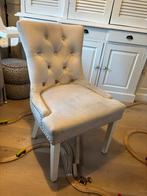 5 Luxe beige eetstoelen velours, Ophalen, Gebruikt, Wit, Riviera maison, landelijk