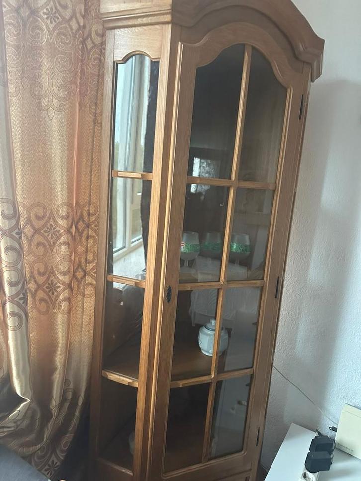 Houten Vitrinekast met Glas, Huis en Inrichting, Kasten | Vitrinekasten, Gebruikt, 150 tot 200 cm, Minder dan 50 cm, 25 tot 50 cm