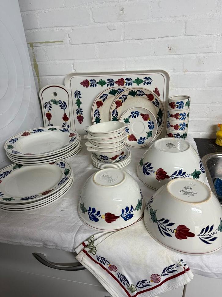 Boerenbont zeer compleet servies Boch, Antiek en Kunst, Antiek | Servies compleet, Ophalen