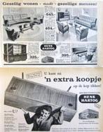 6 vintage advertenties reclames Henk Hartog meubels 1960, Ophalen of Verzenden, Gebruikt, Overige typen