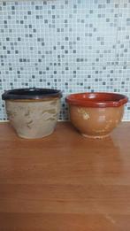 Twee brocante Franse aardewerk schalen met tuit, Antiek en Kunst, Ophalen of Verzenden