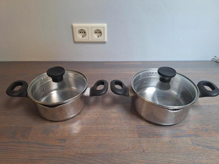 Tefal Pannenset, Huis en Inrichting, Keuken | Potten en Pannen, Zo goed als nieuw, Pannenset, Rvs, Inductieplaat, Keramische plaat