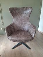 Leren Draai Fauteuil Grijs/Zwart, Ophalen, 75 tot 100 cm, Zo goed als nieuw, Metaal