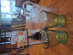 Leuke vintage  drinkfles karaf en 2 baardje glazen.  Bieden, Antiek en Kunst, Antiek | Glas en Kristal, Ophalen of Verzenden