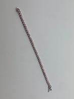 X621 Prachtige zilveren tennisarmband roze steen, Ophalen of Verzenden, X, Zilver, Zilver