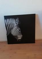 Zebra canvas schilderij zwart/wit 70x70cm, Huis en Inrichting, Woonaccessoires | Schilderijen, Tekeningen en Foto's, Zo goed als nieuw