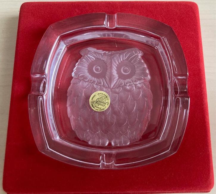 Kristallen asbak met uil, Antiek en Kunst, Antiek | Glas en Kristal, Ophalen of Verzenden