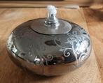 Zilverkleurige Olielamp met Bloemmotief, Ophalen of Verzenden, Zo goed als nieuw, Metaal, Grijs