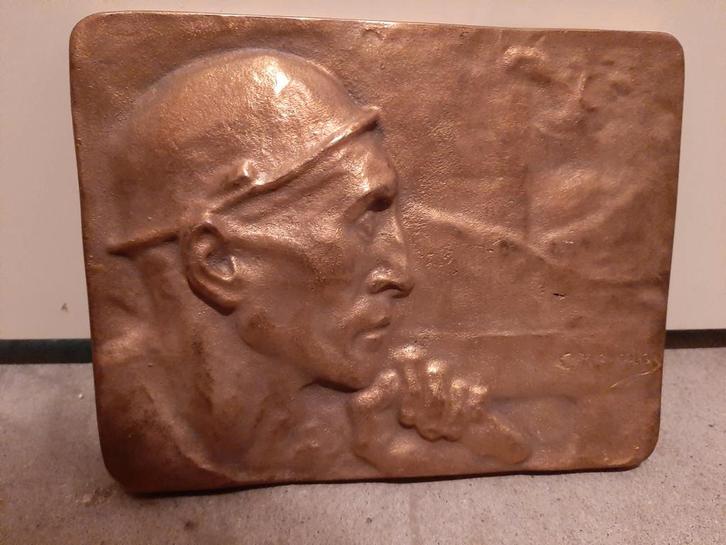 Bronzen plaquette mijnwerker - Constantin Meunier, Antiek en Kunst, Antiek | Koper en Brons, Brons, Ophalen of Verzenden