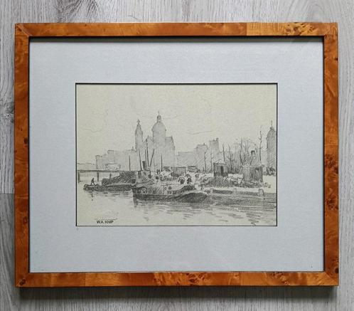 W.A Knip (1883-1967) - Stadsgezicht Amsterdam, Antiek en Kunst, Kunst | Schilderijen | Klassiek, Ophalen of Verzenden