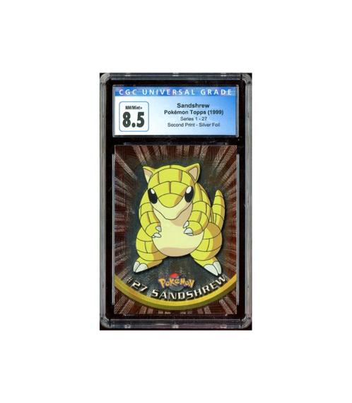 Pokemon Sandshrew 2nd Print Topps TV 1999 Foil #27 CGC 8.5, Hobby en Vrije tijd, Verzamelkaartspellen | Pokémon, Zo goed als nieuw