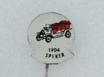 SP1646 Speldje 1904 Spyker rood, Verzamelen, Gebruikt, Ophalen of Verzenden