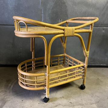 Vintage jaren 70 80 bamboe rotan trolley