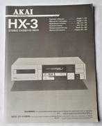 AKAI cassette deck type HX-3: originele handleiding uit 1970, Audio, Tv en Foto, Cassettedecks, Ophalen of Verzenden, Enkel, Akai