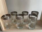 Vintage Glazen met Zilveren Rand - Set van 6, Ophalen of Verzenden