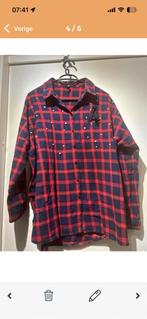 L - Geruite Western Blouse Rood Blauw - Letter A, Kleding | Dames, Ophalen of Verzenden, Gedragen, Maat 38/40 (M), Blauw