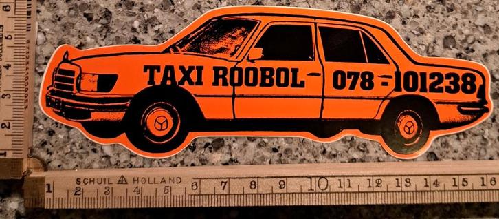 Prachtige vintage sticker inde vorm van een Mercedes taxi, Verzamelen, Stickers, Zo goed als nieuw, Ophalen of Verzenden