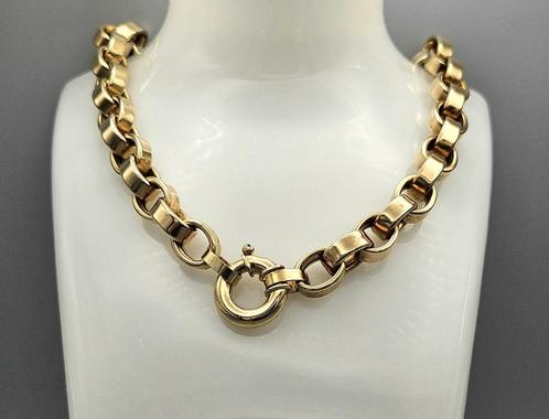 Gouden vintage jasseron schakel collier. 2025/216. 60.6 Gram, Sieraden, Tassen en Uiterlijk, Kettingen, Zo goed als nieuw, Goud