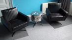 Twee unieke zwarte vintage fauteuils, Huis en Inrichting, Fauteuils, Ophalen, Gebruikt, Overige materialen, 50 tot 75 cm