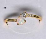 Opal Zilveren Ring met Zirkonia - Verstelbaar, Met edelsteen, Nieuw, Ophalen of Verzenden, Kleiner dan 17