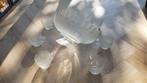 Glazen bowlset met schaal en 5 kopjes Jaren 70?, Antiek en Kunst, Antiek | Glas en Kristal, Ophalen of Verzenden
