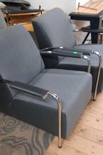 2 prachtige grijze moderne fauteuils, Ophalen, Zo goed als nieuw, 75 tot 100 cm, Stof