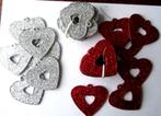 Set van 46 Vintage hart kerst hangers dubbelzijdig glitter, Diversen, Zo goed als nieuw, Verzenden