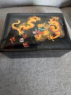Zwarte sieradendoos met drakenmotief, Ophalen of Verzenden