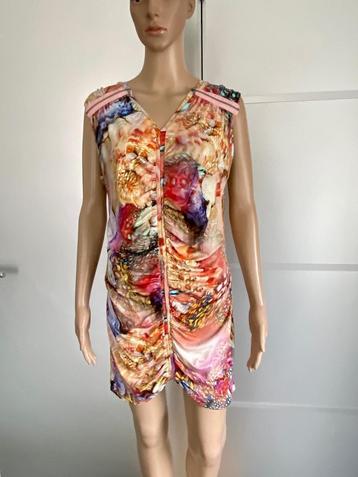 i428 Elvira maat 42=L tuniek kort jurkje jurk rood paars beschikbaar voor biedingen