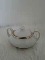 Groot koffiemelkkannetje suikerpot stel wit met goud randje, Ophalen of Verzenden, Zo goed als nieuw