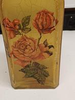Antiek beschilderde fles met rozen / 133, Ophalen of Verzenden