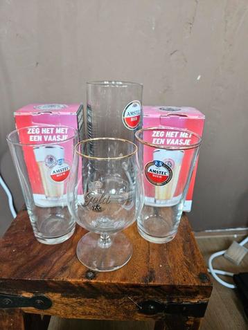 6x Amstel bierglazen leuk voor in de mancave vintage  beschikbaar voor biedingen