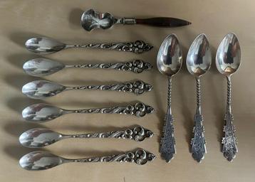 10 antieke zilveren 835 2e gehalte koffie / thee lepeltjes beschikbaar voor biedingen